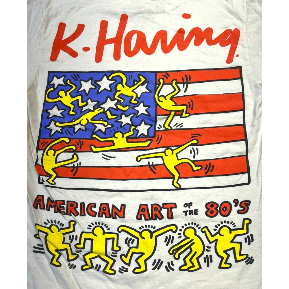Keith Haring Liberty '86 T-Shirt Men Small Off White Graphic Print Everyday Wear